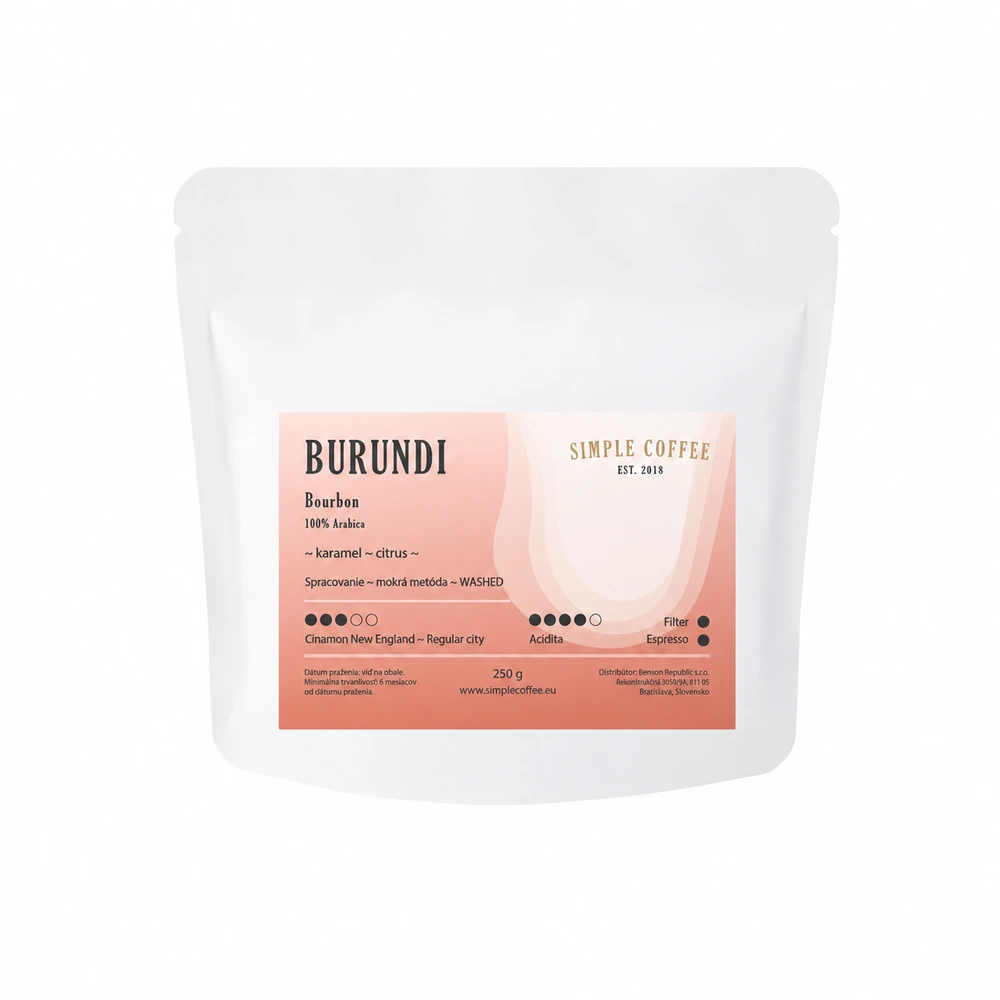 Zrnková káva z Burundi – citrusová 100 % arabica