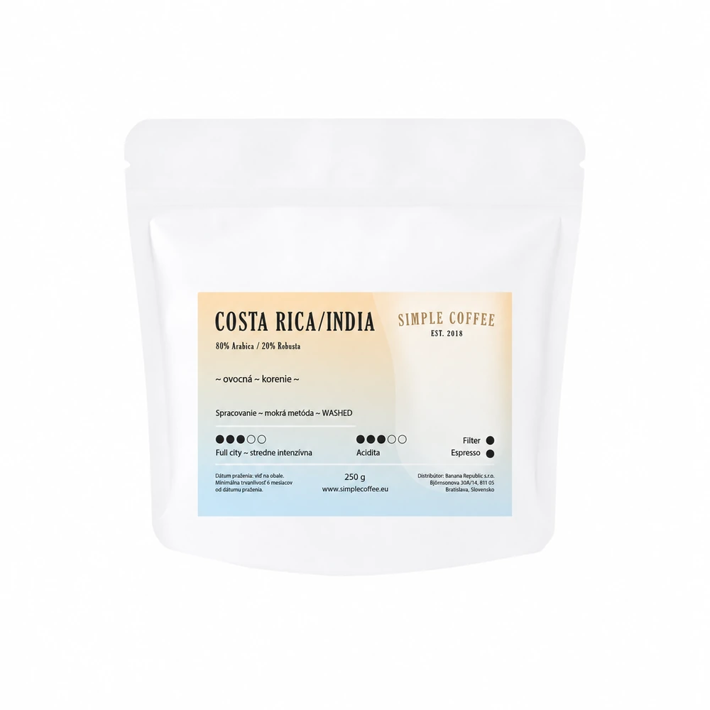 Espresso Blend Kostarika / India – živé espresso s cremou
