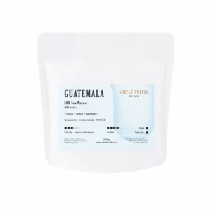Káva Guatemala Simple Coffee 250 g – biely 3D sáčok na bielom pozadí