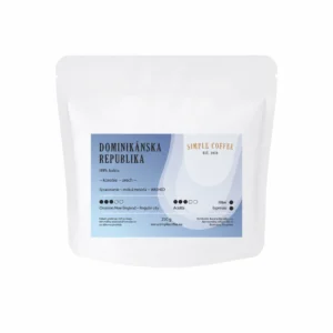Káva Dominikánska republika Simple Coffee 250 g – biely 3D sáčok na bielom pozadí